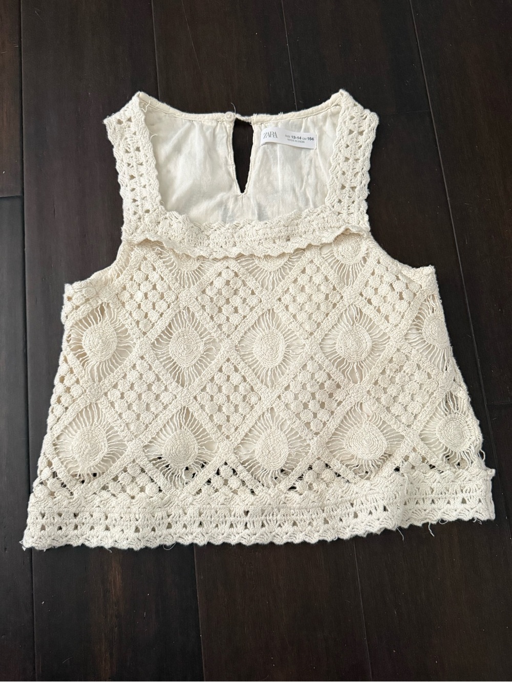 Zara Cream Crochet Tank Top